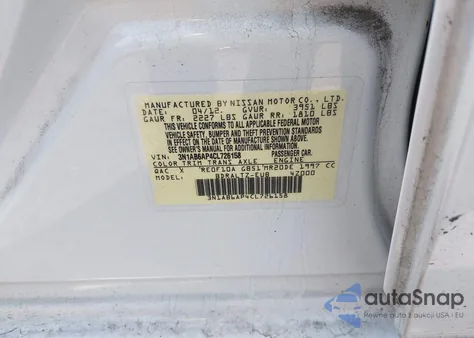 2012 Nissan Sentra 2.0/2.0S/Sr/2.0Sl z USA, uszkodzony, nr VIN 3N1AB6AP4CL726158